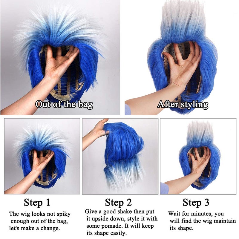 ColorGround باروكة أومبري زرقاء وبيضاء مع كريستال لحفلات الهالوين والكون - Image 2
